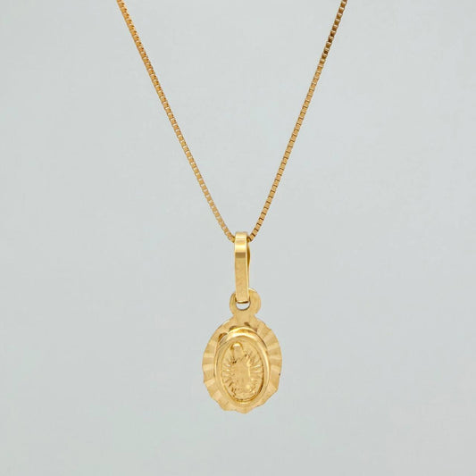 Set Cadena y Dije Veneciana+Virgen Guadalupe 1.5gr / 17 3/4 in / 0.3mm Oro Amarillo 18K $