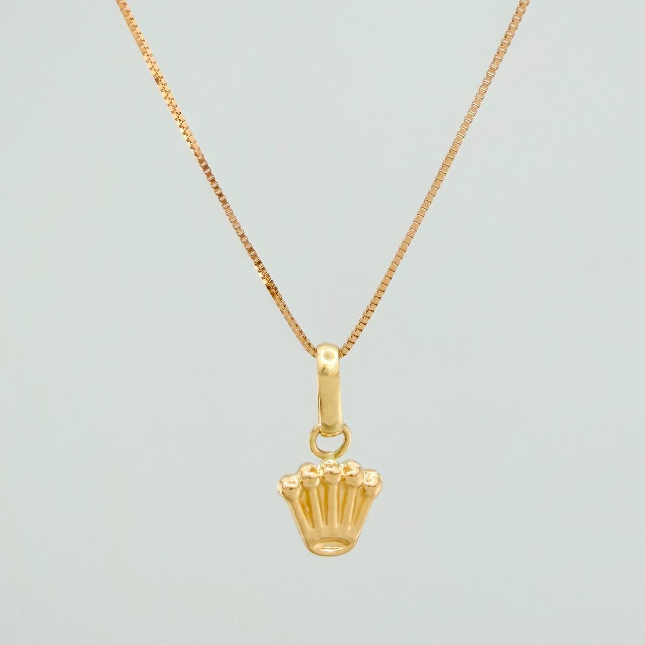 Set Cadena y Dije Veneciana+Corona 1.25gr / 17 3/4 in / 0.36mm Oro Amarillo 18K $