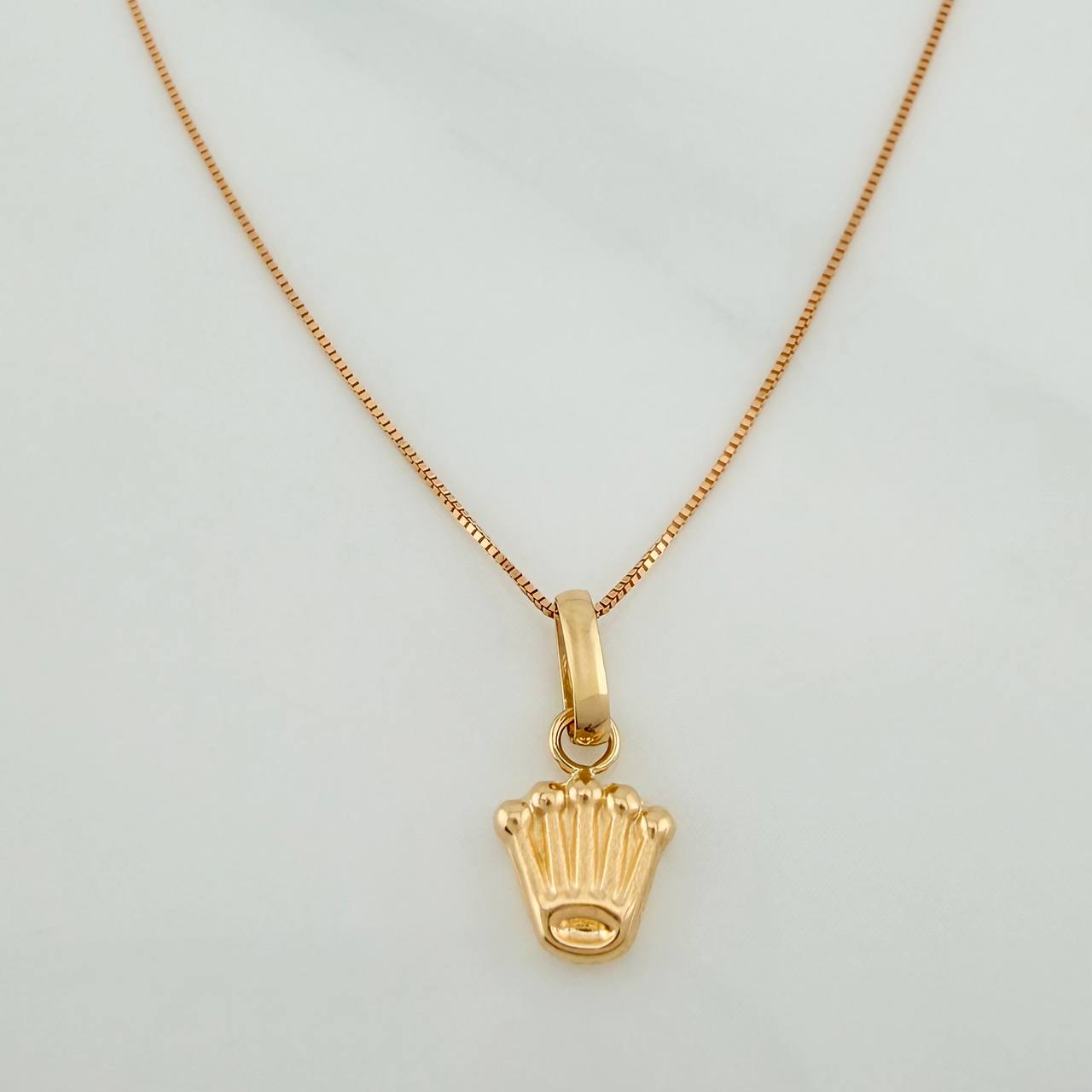 Set Cadena y Dije Veneciana+Corona 1.25gr / 17 3/4 in / 0.36mm Oro Amarillo 18K $