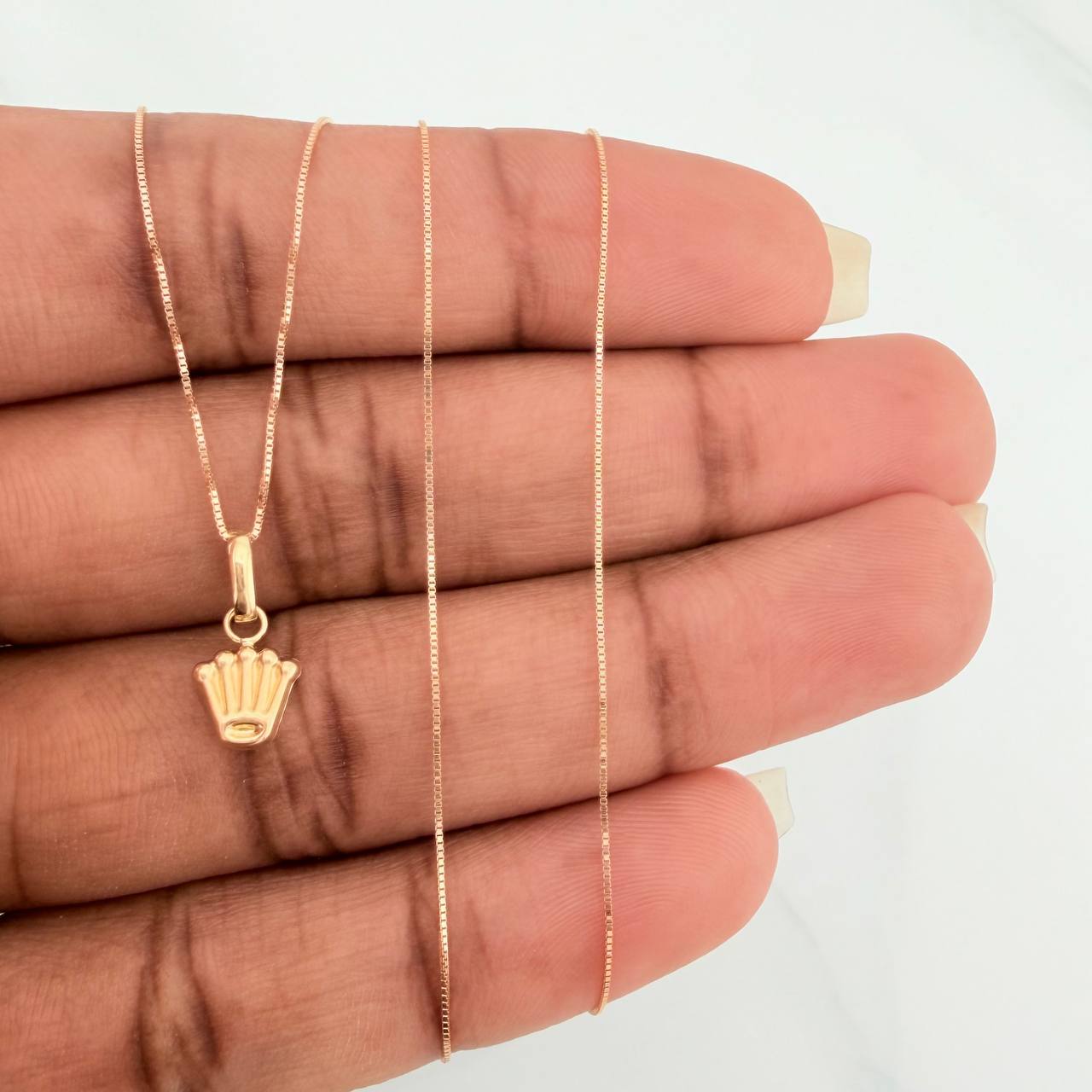Set Cadena y Dije Veneciana+Corona 1.25gr / 17 3/4 in / 0.36mm Oro Amarillo 18K $
