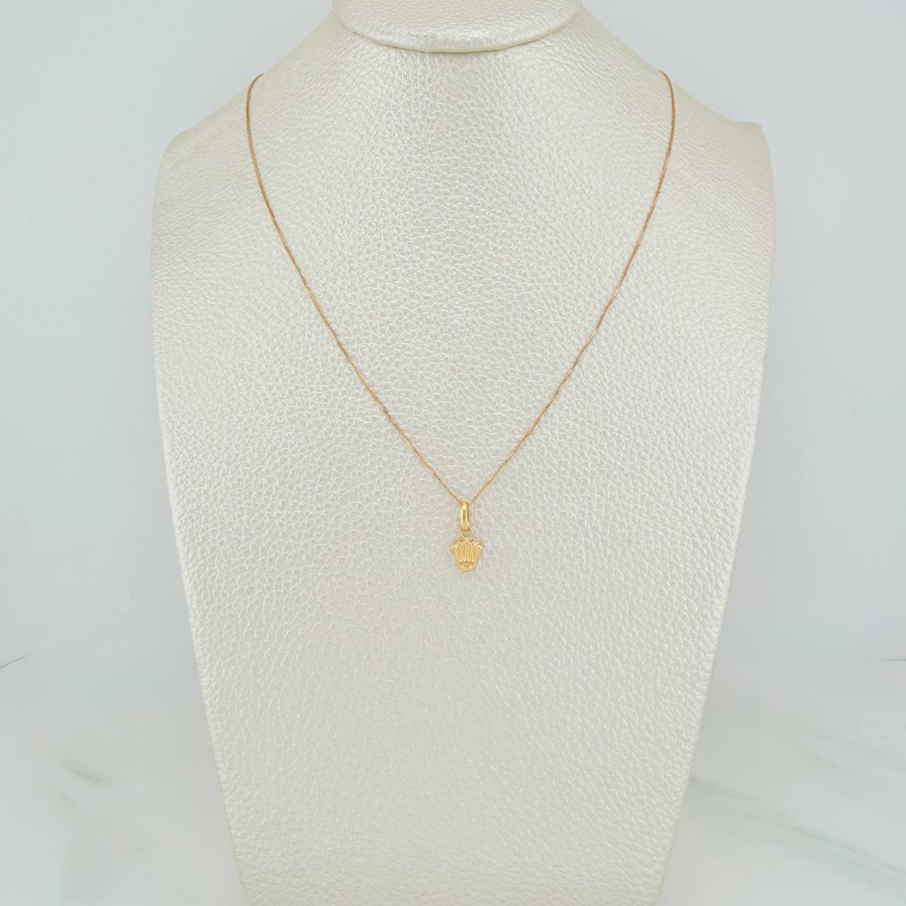 Set Cadena y Dije Veneciana+Corona 1.25gr / 17 3/4 in / 0.36mm Oro Amarillo 18K $