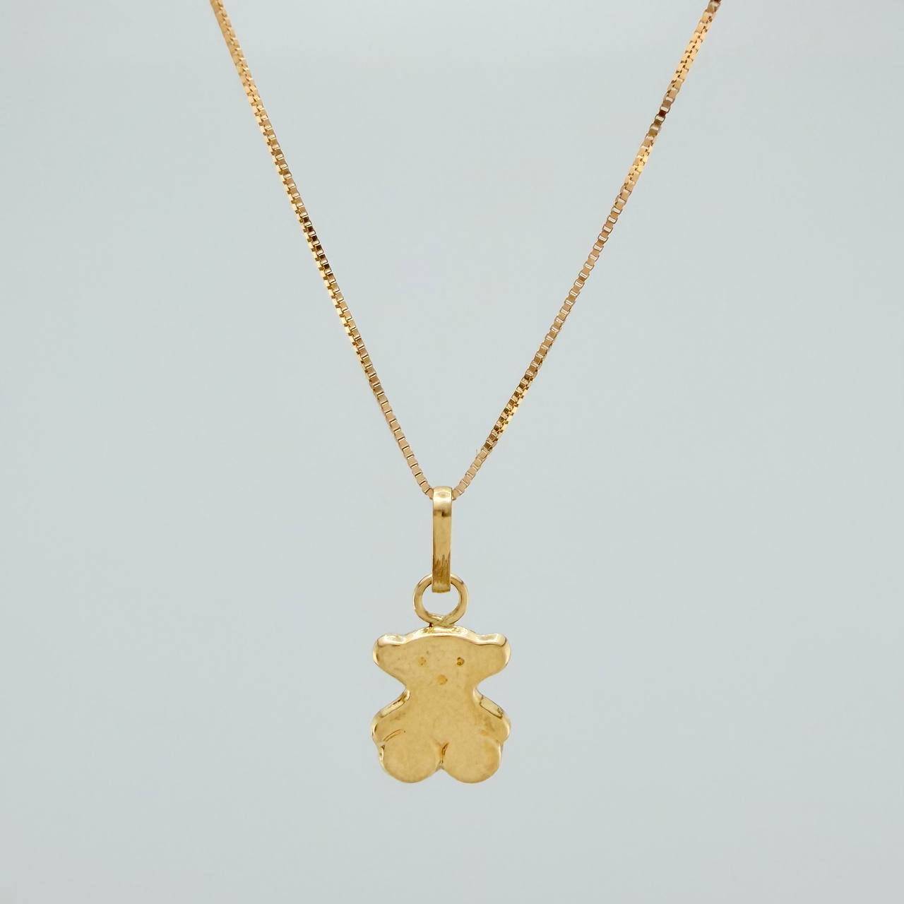 Set Cadena y Dije Veneciana+Oso Ts 1.25gr / 17 3/4 in / 0.25mm Oro Amarillo 18K $