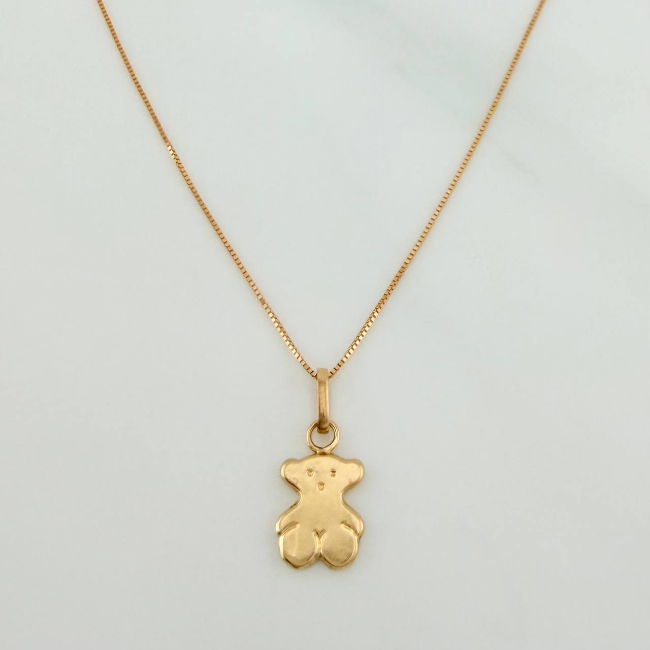 Set Cadena y Dije Veneciana+Oso Ts 1.25gr / 17 3/4 in / 0.25mm Oro Amarillo 18K $