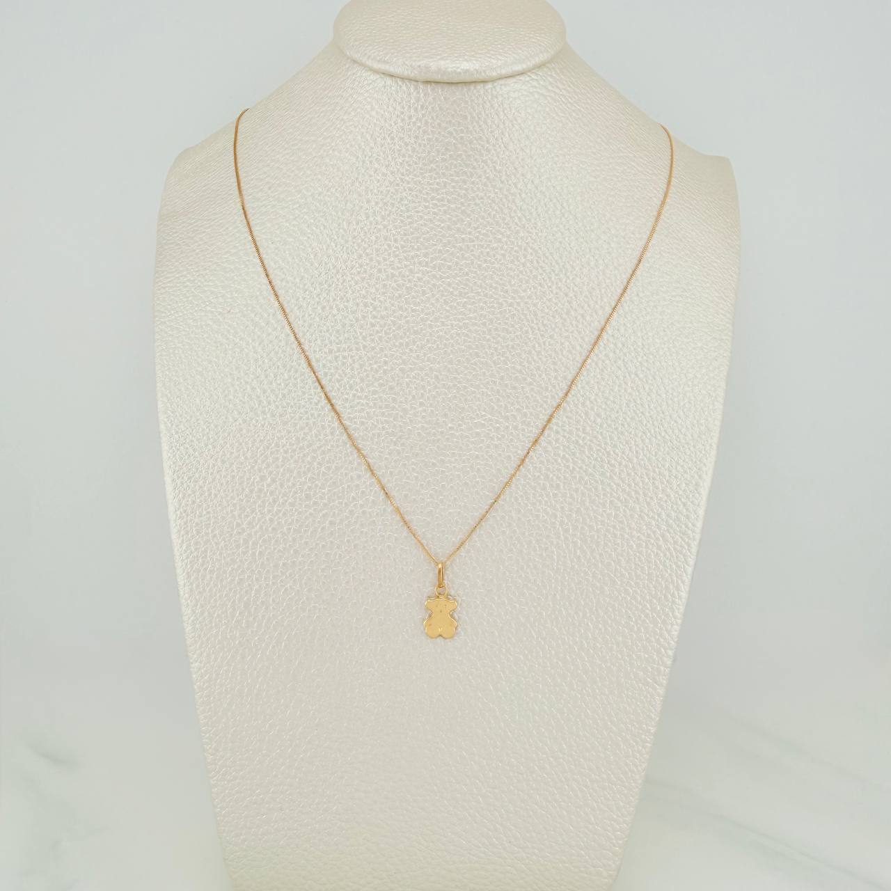 Set Cadena y Dije Veneciana+Oso Ts 1.25gr / 17 3/4 in / 0.25mm Oro Amarillo 18K $