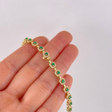 Diamond Tennis Chain 3.48cts Emerald 5cts 25.6g / 18 in / 5.5mm 18K Yellow Gold
