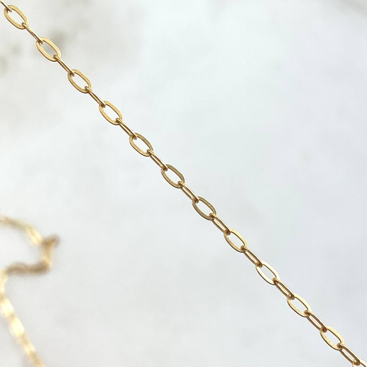 Cadena Aro Seguido Treból VCyA 4.2gr / 50cm / 1.8mm Malaquita Verde Punteado Oro Amarillo  18K *