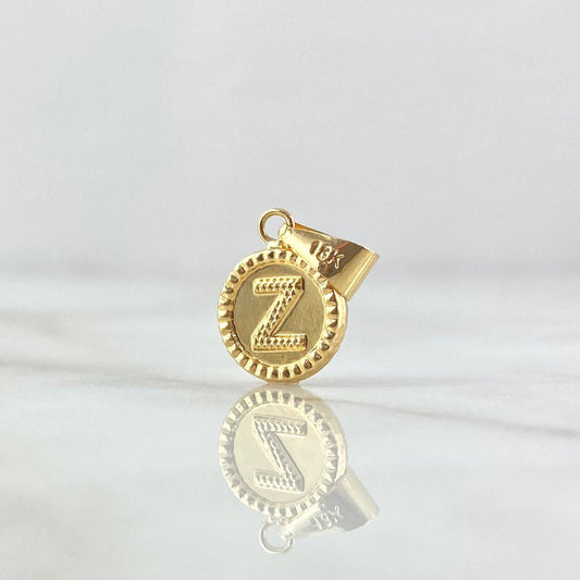 Pendant Letter Z 0.6gr / 2cm / Yellow Gold 18K Bordered Circle ©