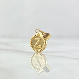 Pendant Letter Z 0.6gr / 2cm / Yellow Gold 18K Bordered Circle ©
