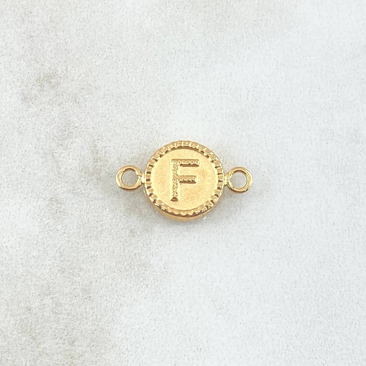 Charm Letter F Matte 0.6gr / 1cm-1.7cm / Yellow Gold 18K Bordered Circle