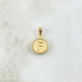 Pendant Letter F Matte 0.55gr / 1.5cm / Yellow Gold 18K Bordered Charger Circle