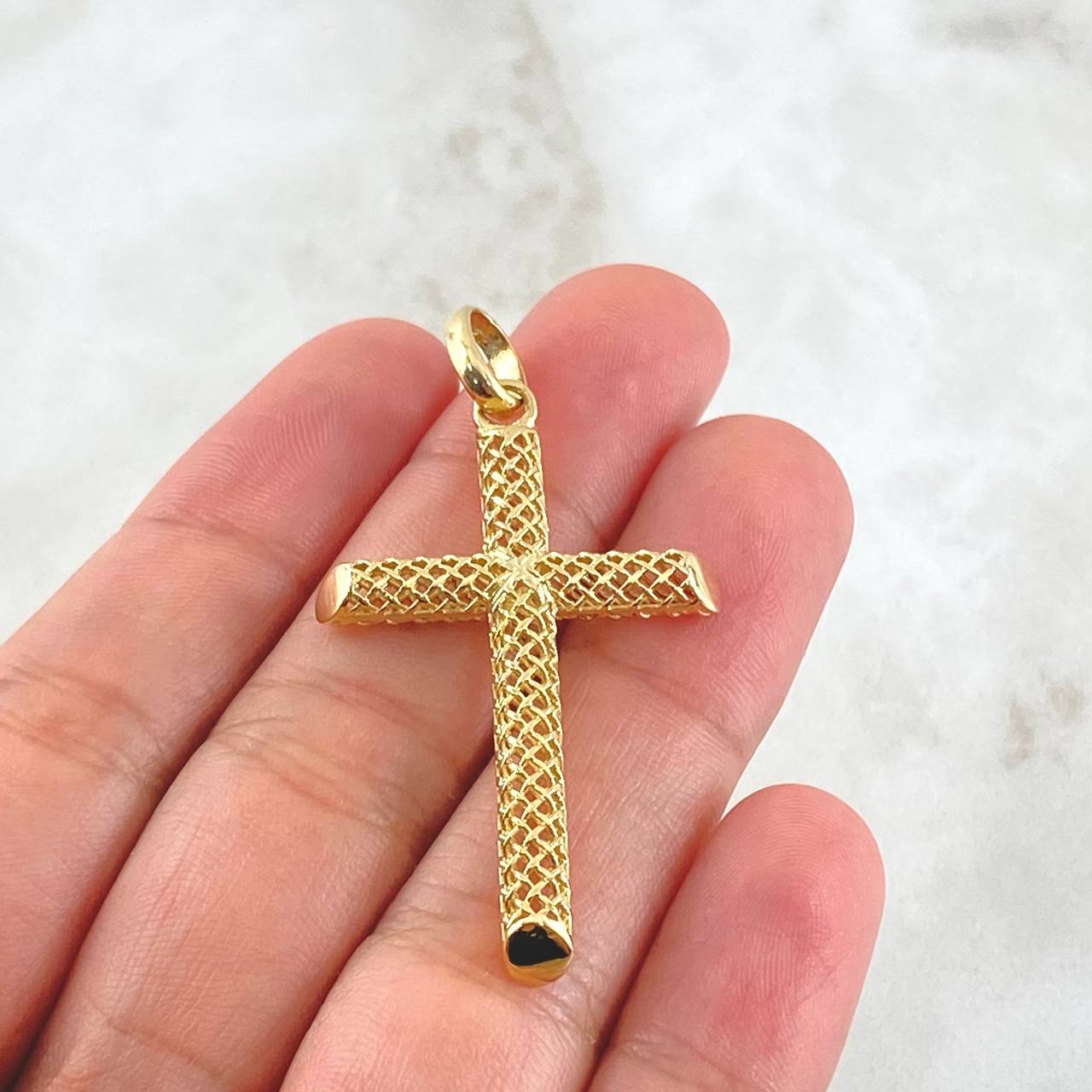 Cross Mesh Pendant 3gr / 4.9cm / 18K Gold