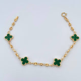 Bracelet GC Trebol 3.85gr / 18cm / 3.1mm Diamond Cut Electrostatic Green Yellow Gold 18K &