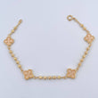 Pulso Trebol Militar 4.5gr / 19cm / 3mm Bolas Diamantadas Electroestatico Beige Oro Amarillo 18K &