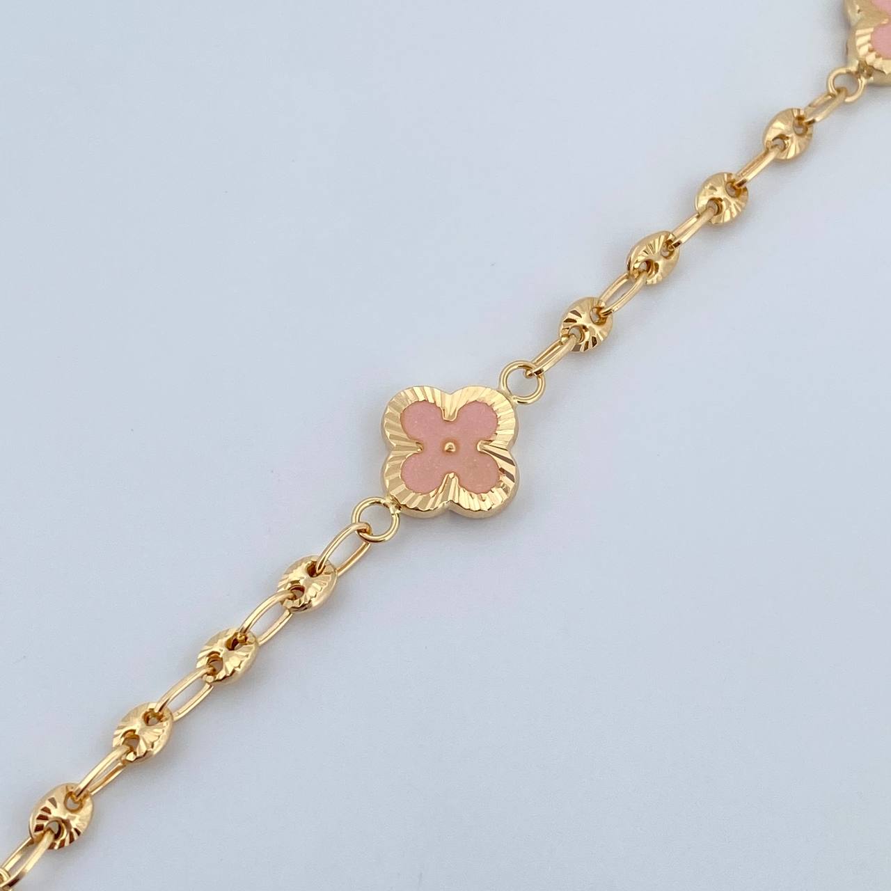 Bracelet GC Trebol 4.7gr / 19.2cm / 3.1mm Diamond Cut Electrostatic Pink Yellow Gold 18K &