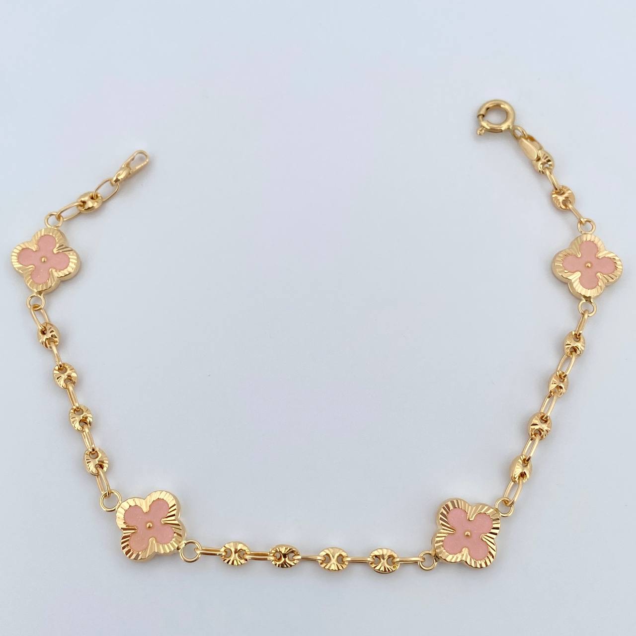 Bracelet GC Trebol 4.7gr / 19.2cm / 3.1mm Diamond Cut Electrostatic Pink Yellow Gold 18K &