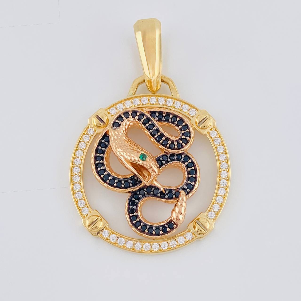 Pendant Rattlesnake 14.65 g / 1 3/4 in Two Golds Yellow Rose 18K