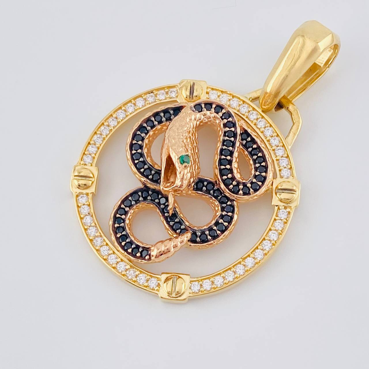 Pendant Rattlesnake 14.65 g / 1 3/4 in Two Golds Yellow Rose 18K