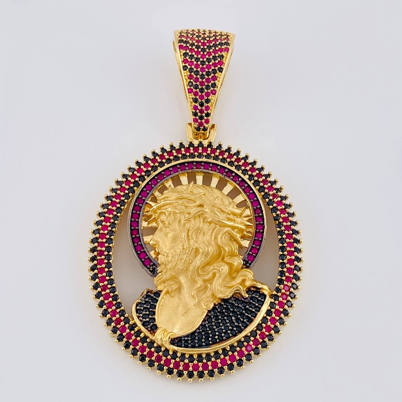 Pendant Christ Halo And Spikes 25.5 g / 2 1/2 in Two Golds Yellow White 18K