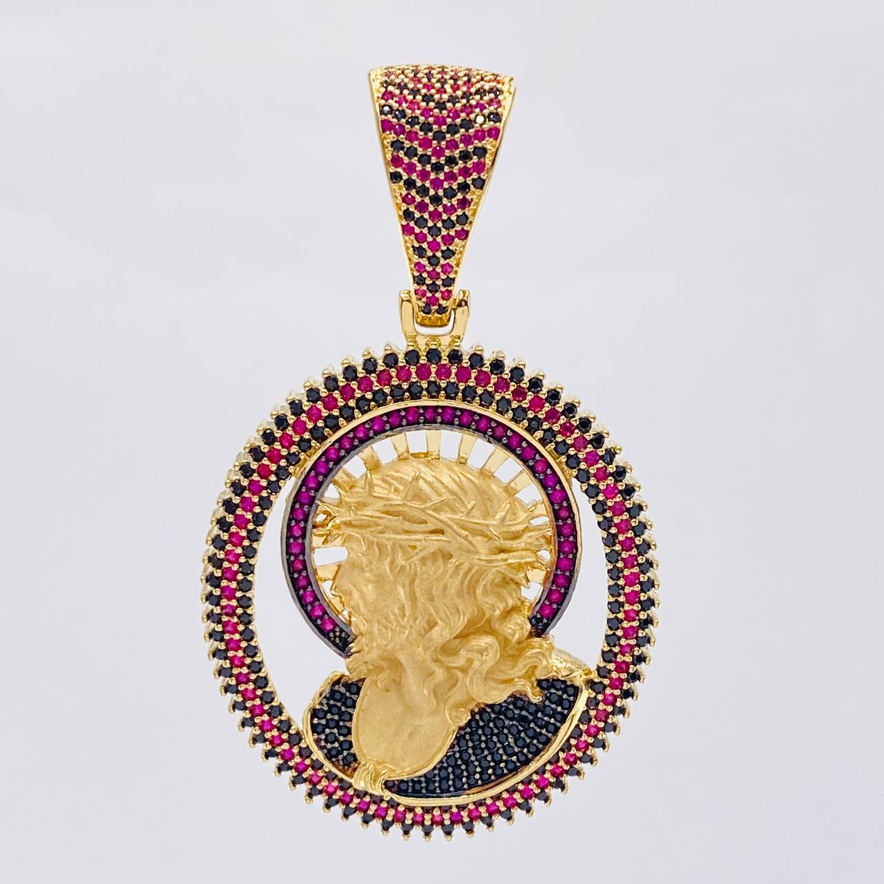 Pendant Christ Halo And Spikes 25.5 g / 2 1/2 in Two Golds Yellow White 18K