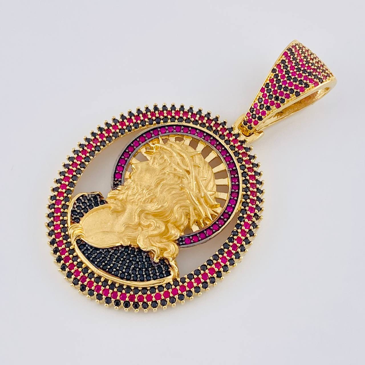 Pendant Christ Halo And Spikes 25.5 g / 2 1/2 in Two Golds Yellow White 18K