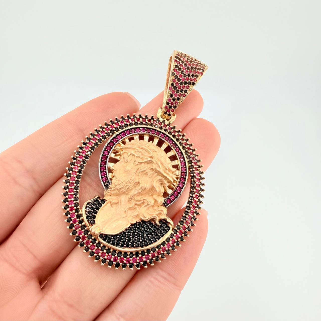 Pendant Christ Halo And Spikes 25.5 g / 2 1/2 in Two Golds Yellow White 18K