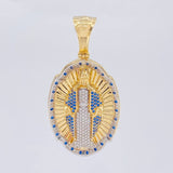 Oval Plaque Pendant Miraculous Virgin 14.05 g / 2 1/4 in Two-Tone Yellow White Gold 18K