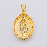 Oval Plaque Pendant Miraculous Virgin 14.05 g / 2 1/4 in Two-Tone Yellow White Gold 18K