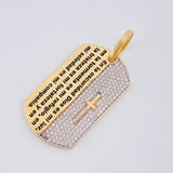 Pendant Dense Plate Psalm 91-2 6.5 g / 1 1/2 in Two Yellow White Gold 18K