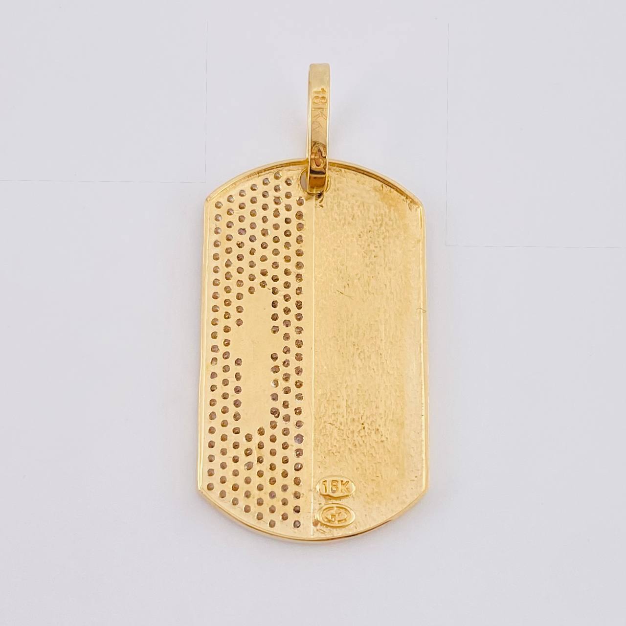 Pendant Dense Plate Psalm 91-2 6.5 g / 1 1/2 in Two Yellow White Gold 18K