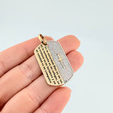 Pendant Dense Plate Psalm 91-2 6.5 g / 1 1/2 in Two Yellow White Gold 18K