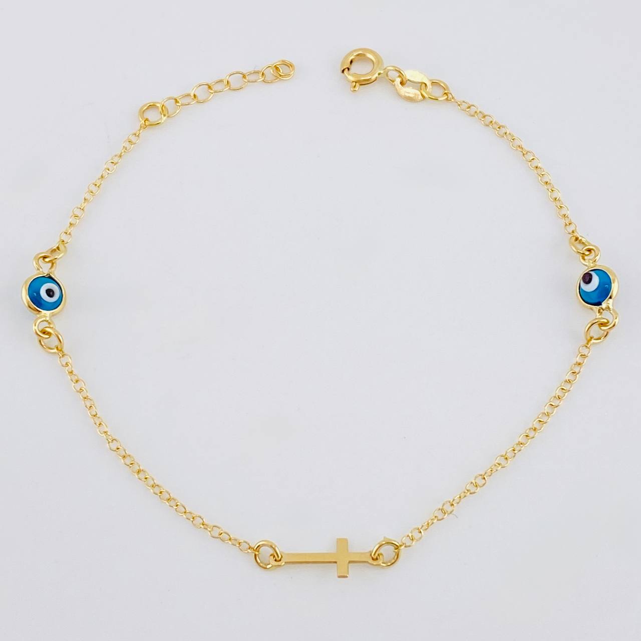 Modular Bracelet Turkish Eye 1.45 g / 7 in - 3/4 in / 1.35 mm Yellow Gold 18K