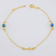 Modular Bracelet Turkish Eye 1.45 g / 7 in - 3/4 in / 1.35 mm Yellow Gold 18K