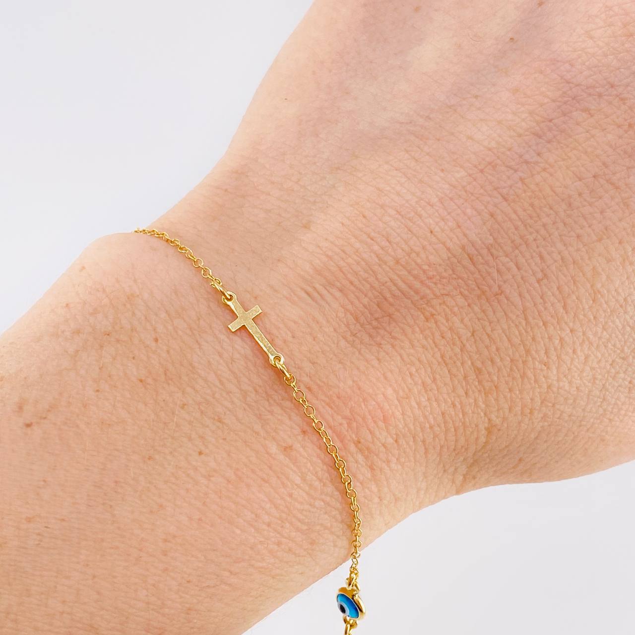 Modular Bracelet Turkish Eye 1.45 g / 7 in - 3/4 in / 1.35 mm Yellow Gold 18K