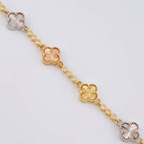 Diamond Cut Clover Bubbles Bracelet 10.95 g / 7 3/4 in / 9.1 mm Three Golds 18K