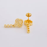 Diamond Cut Clover Stud Earrings Pendants 2.9 g / in / 20 mm Yellow Gold 18K