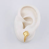 Diamond Cut Clover Stud Earrings Pendants 2.9 g / in / 20 mm Yellow Gold 18K