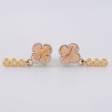 Diamond Cut Clover Stud Earrings Pendants 2.9 g / in / 20 mm Three Golds 18K