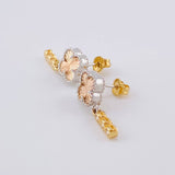 Diamond Cut Clover Stud Earrings Pendants 2.9 g / in / 20 mm Three Golds 18K
