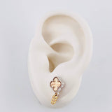 Diamond Cut Clover Stud Earrings Pendants 2.9 g / in / 20 mm Three Golds 18K
