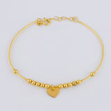Bracelet Hoop Beads Heart Plate 3.8 g / 7 in / 3 mm Yellow Gold 18K