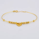 Bracelet Hoop Beads Heart Plate 3.75 g / 6 3/4 in / 3 mm Yellow Gold 18K