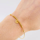 Bracelet Hoop Beads Heart Plate 3.75 g / 6 3/4 in / 3 mm Yellow Gold 18K