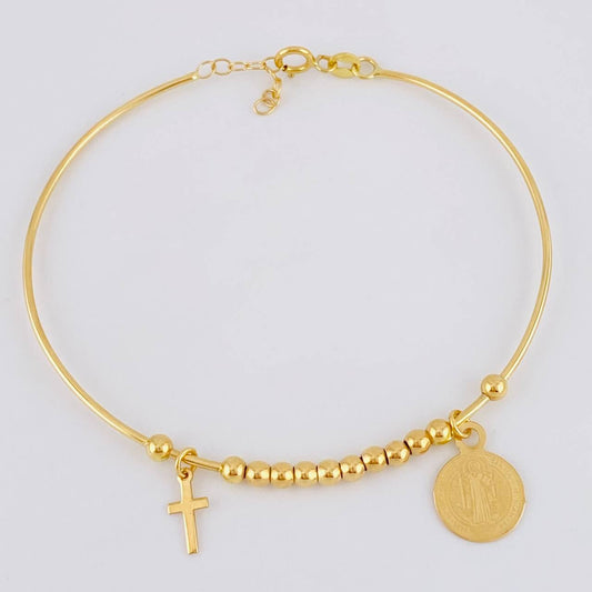 Bracelet Hoop Beads San Benito 4 g / 7 in / 3 mm Yellow Gold 18K