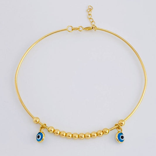 Pulso Aro Bolas Ojo Turco 4.1 g / 7 in / 3 mm Oro Amarillo 18K