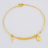 Bracelet Hoop Beads Miraculous Virgin 4.35 g / 7 in / 3 mm Yellow Gold 18K