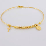 Bracelet Hoop Beads Miraculous Virgin 4.35 g / 7 in / 3 mm Yellow Gold 18K