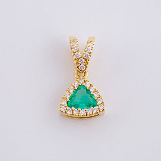 Pendant Glamour Emerald 40pts Diamond 0.25pts 2.05g / 3/4 in 18K Yellow Gold