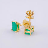 Stud Earrings Square Basket Emerald 100pts 2.1g / in / 6.2mm 18K Yellow Gold
