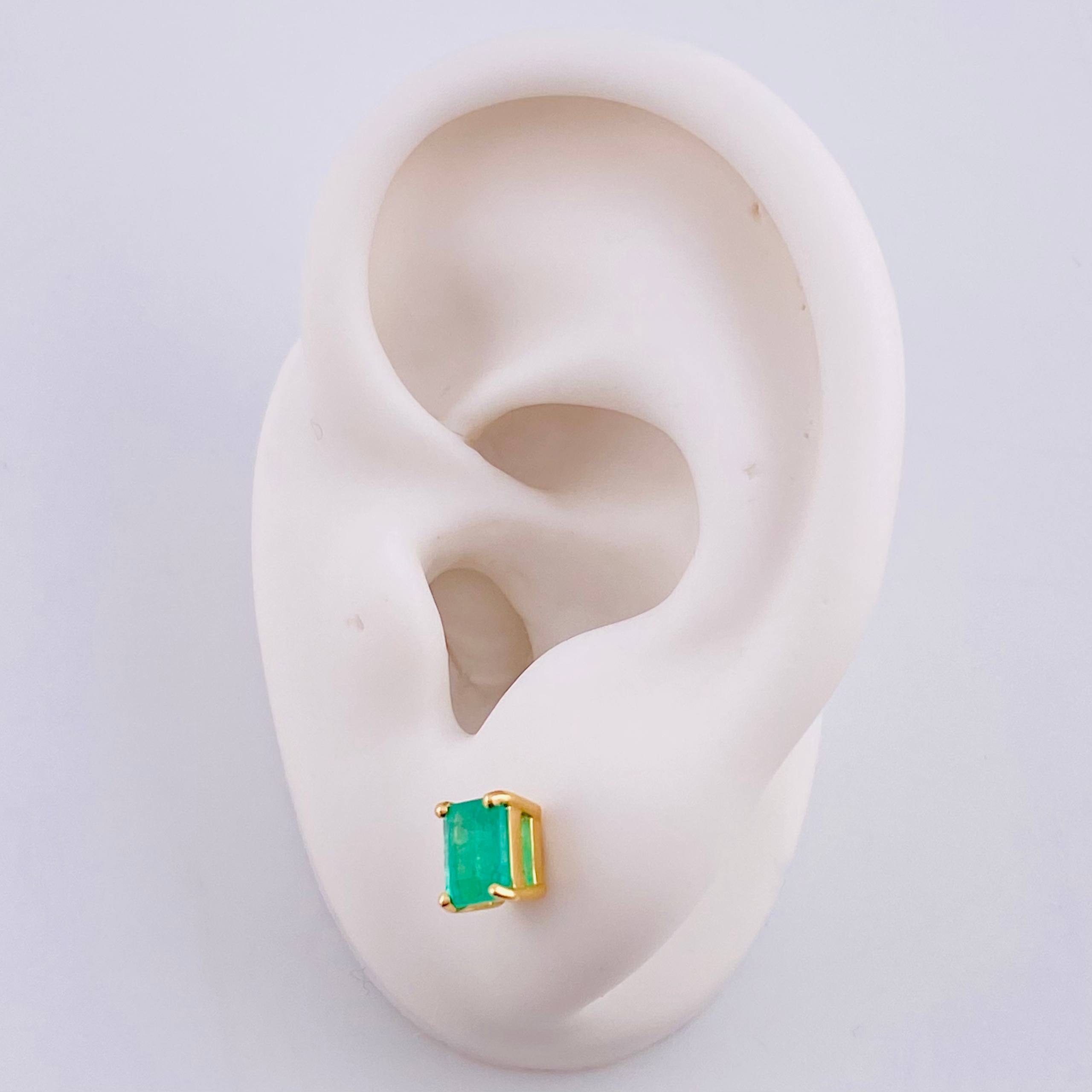 Stud Earrings Square Basket Emerald 100pts 2.1g / in / 6.2mm 18K Yellow Gold
