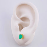 Stud Earrings Square Basket Emerald 100pts 2.1g / in / 6.2mm 18K Yellow Gold
